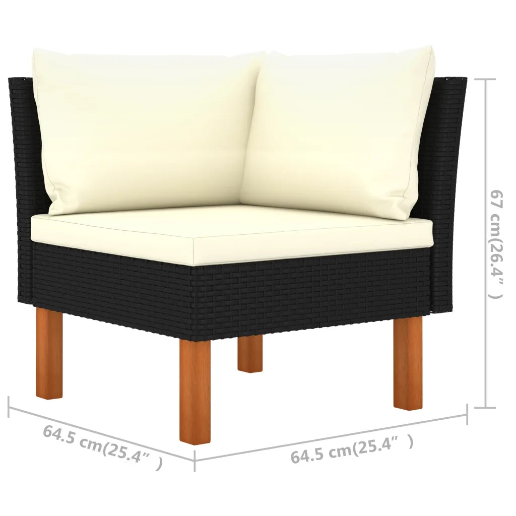 Set Divani da Giardino 9pz Polyrattan Legno di Eucalipto Nero cod mxl 39335
