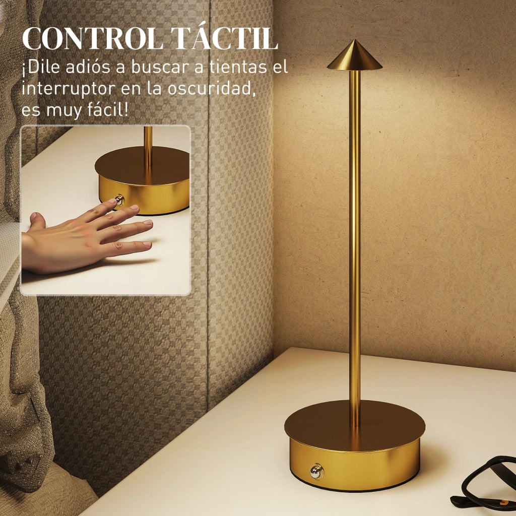 Lampada da tavolo LED ricaricabile ¨C zephmum ¨C Dorato ?10x30 cm