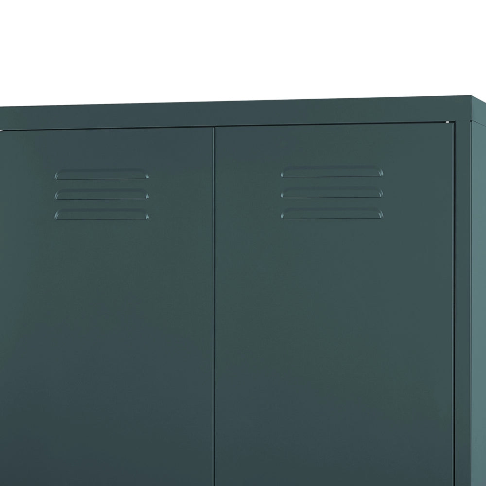 Mobiletto Portaoggetti Home Office Grigio Acciaio 2 Ante 4 Ripiani Design Industriale