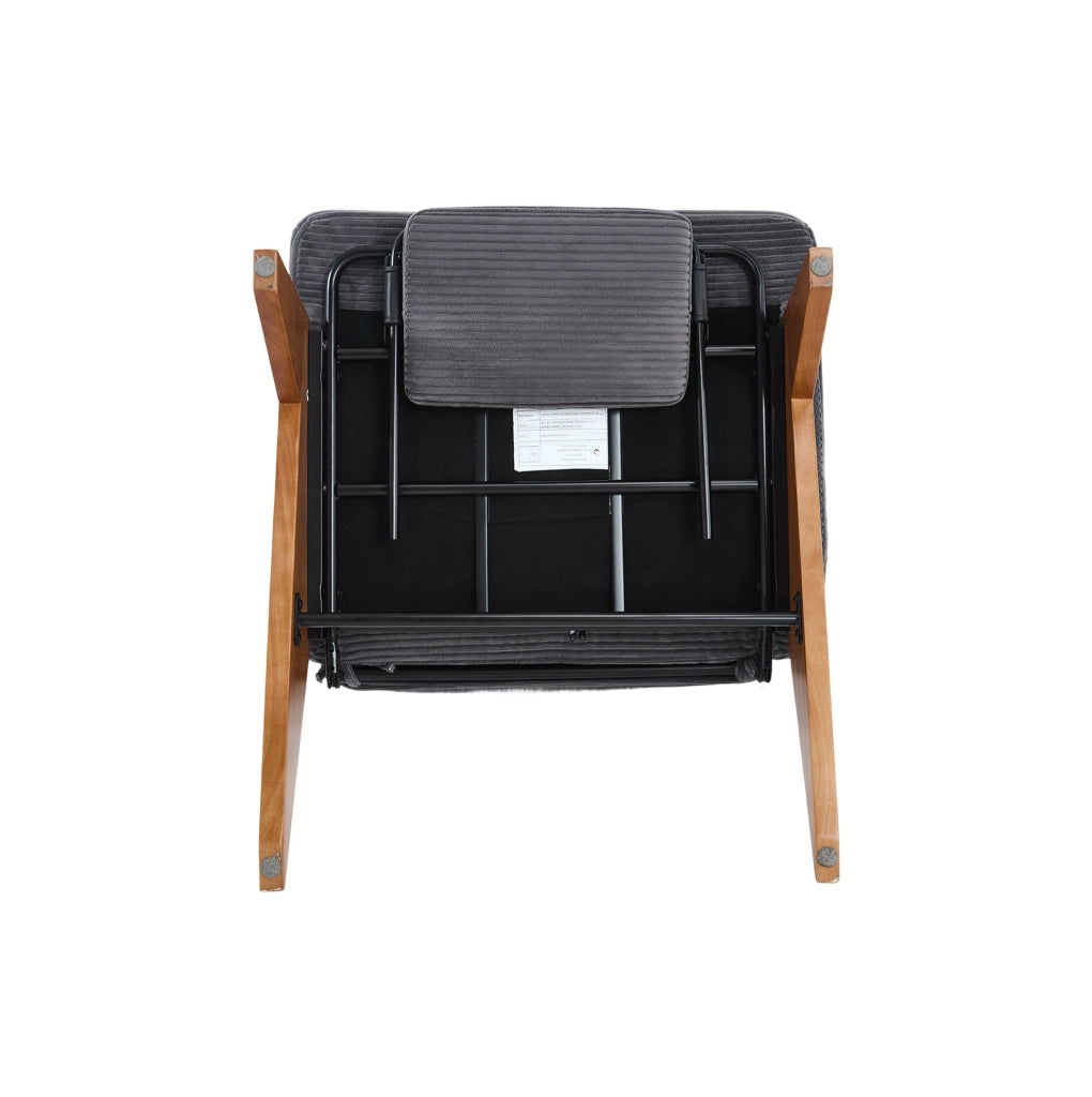 Poltrona lounge reclinabile con schienale regolabile; cuscino lombare; 127x73x90 cm; grigio scuro in corduroy