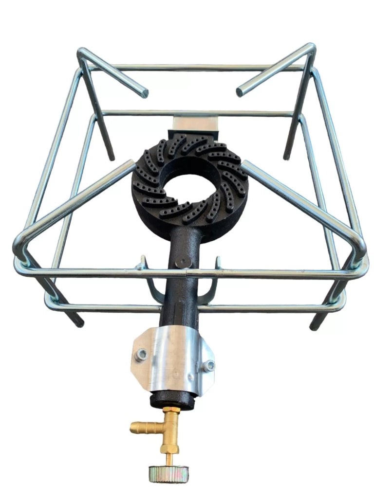 Fornellone a Gas GPL in Acciaio Cromato per Cucina, Campeggio, Giardino e Barbecue, Regolabile 40x40 cm