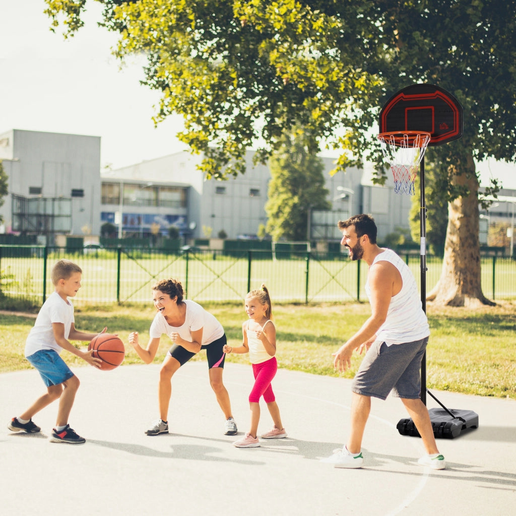 Panier de basket esterno con palo pannello, base zavorra su ruote altezza regolabile 2.1-2.6 m ¨C zephmum ¨C grigio