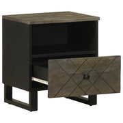 Comodino Nero 40x33x46 cm in Legno Massello di Mango 4017690