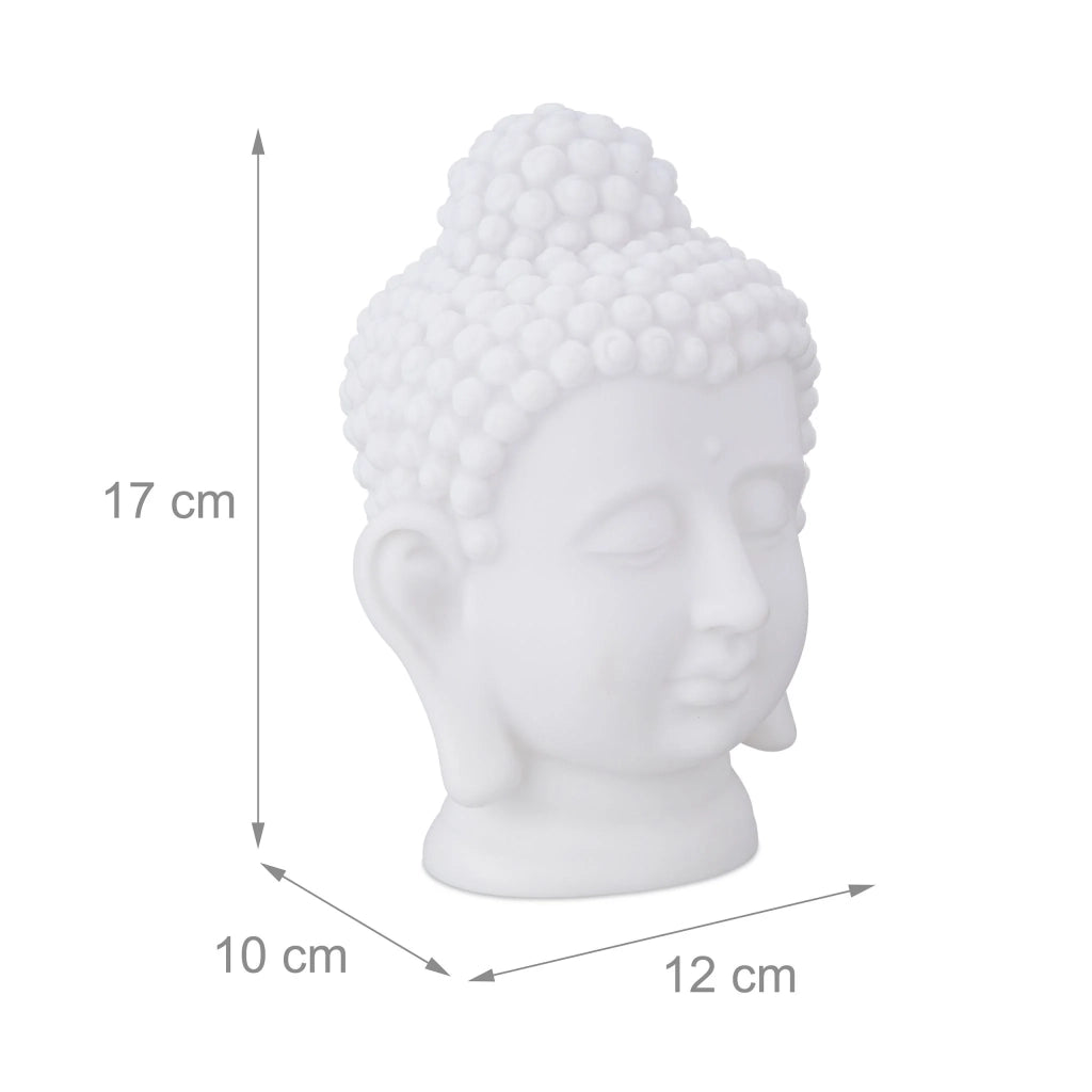 Statua decorativa testa di Buddha atmosfera rilassante 17 x 12 x 10 cm in PVC bianco 13_0013576