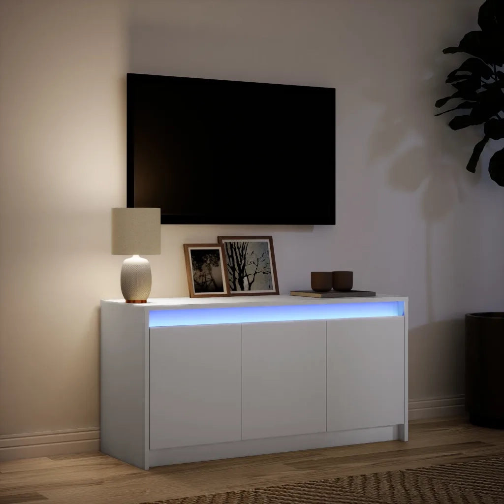 Mobile Porta TV con LED Bianco 100x34x50 cm in Truciolato