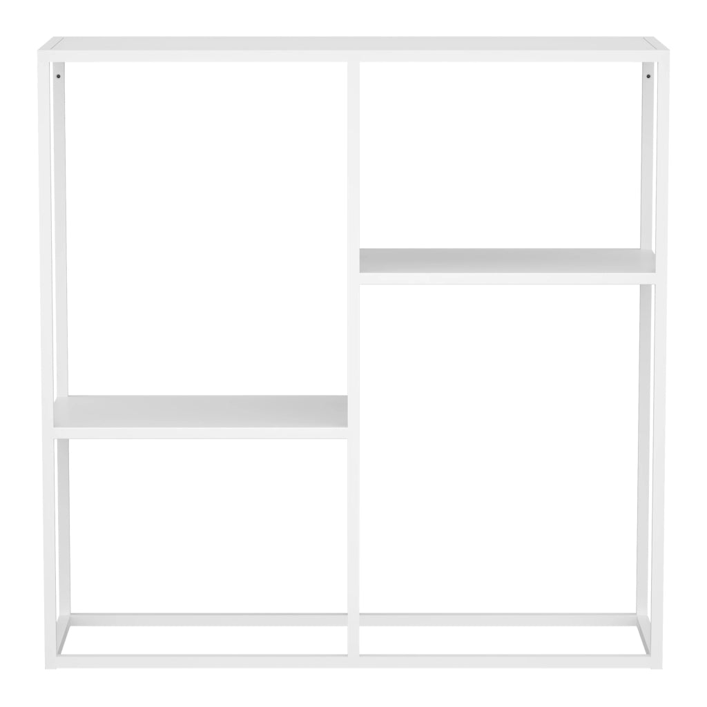 Tavolo a Consolle Strömstad Scaffale da Terra Espositore 80x80x26 cm Acciaio Bianco opaco [en.casa]