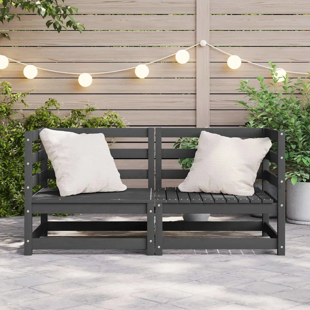 Divano componibile-Divani Angolari da Giardino 2 pz Grigi in Massello di Pino 579975