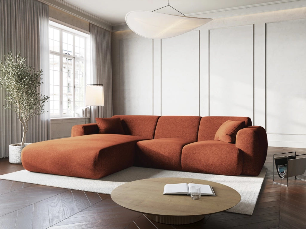 Cosmopolitan Design - Divano angolare sinistro "Nolio" 4 posti in ciniglia terracotta 