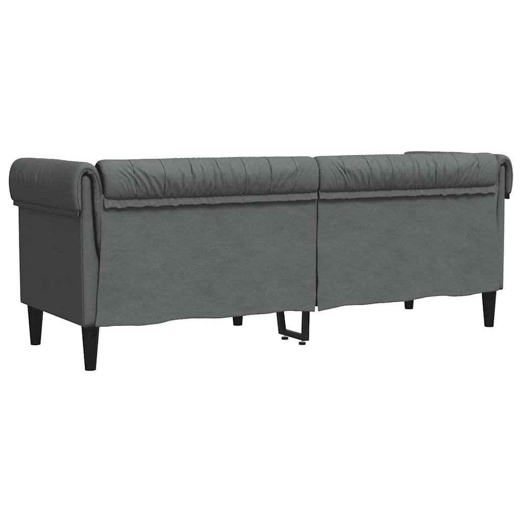 Divano Chesterfield a 3 Posti-Sofa 3 Posti-Divanetto Grigio Scuro in Tessuto