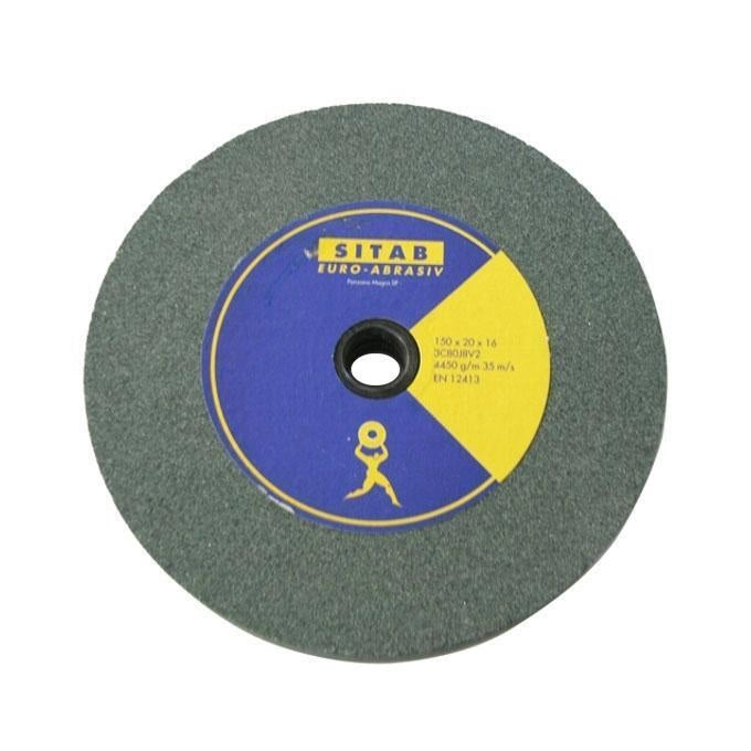 Sitab Mola Abrasiva Ceramica Carburo di Silicio 200x25 mm Foro 20 mm Grana 80 per Widia e Marmo