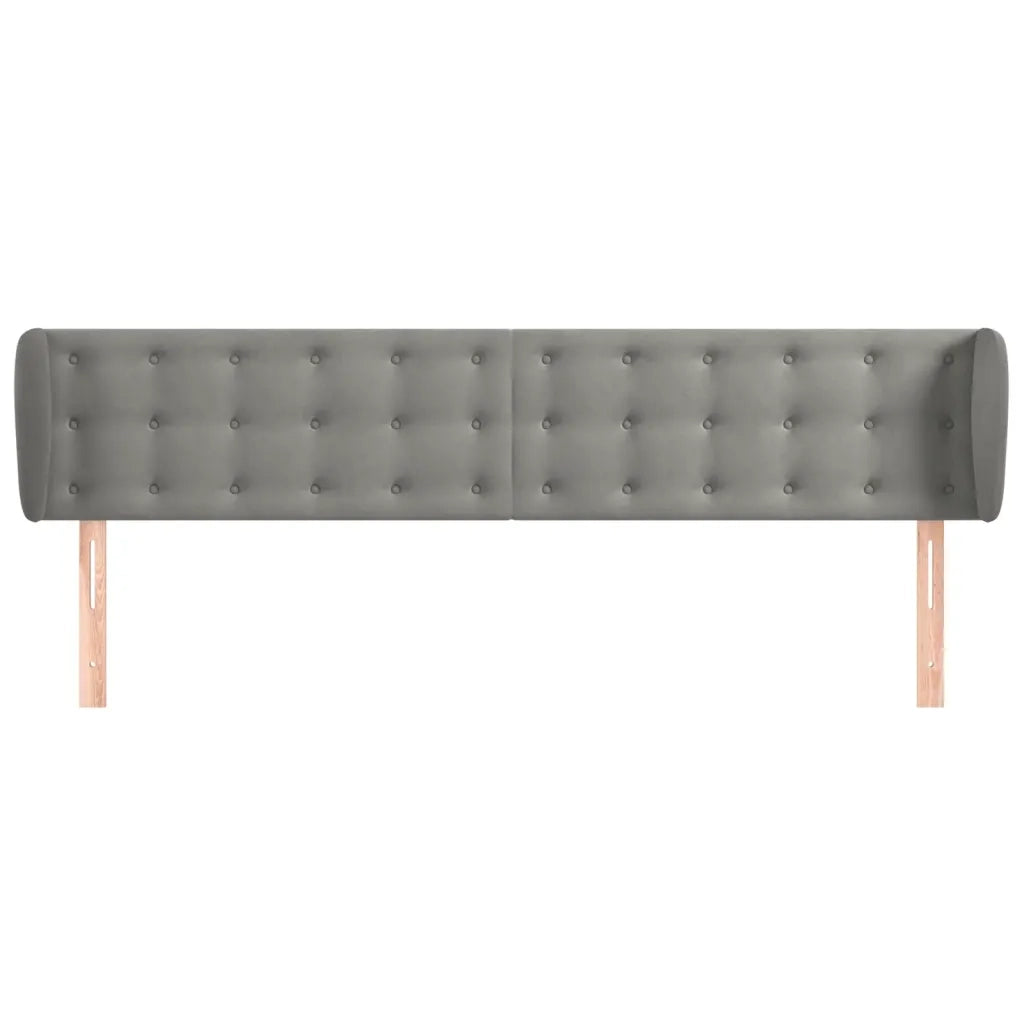 Testiera | Testata ad Orecchio Grigio Chiaro 203x23x78/88 cm in Velluto