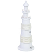 Figura di decorazione faro in legno bianca 14x14x40 cm