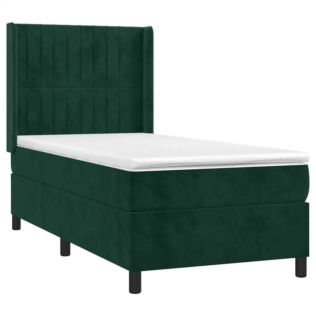 Giroletto a Molle con Materasso Verde Scuro 90x190 cm Vellutocod mxl 122658