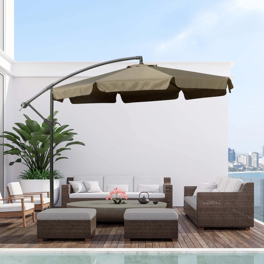 Ombrellone da Giardino a Braccio Ø265x265A cm in Metallo e Poliestere Caffè