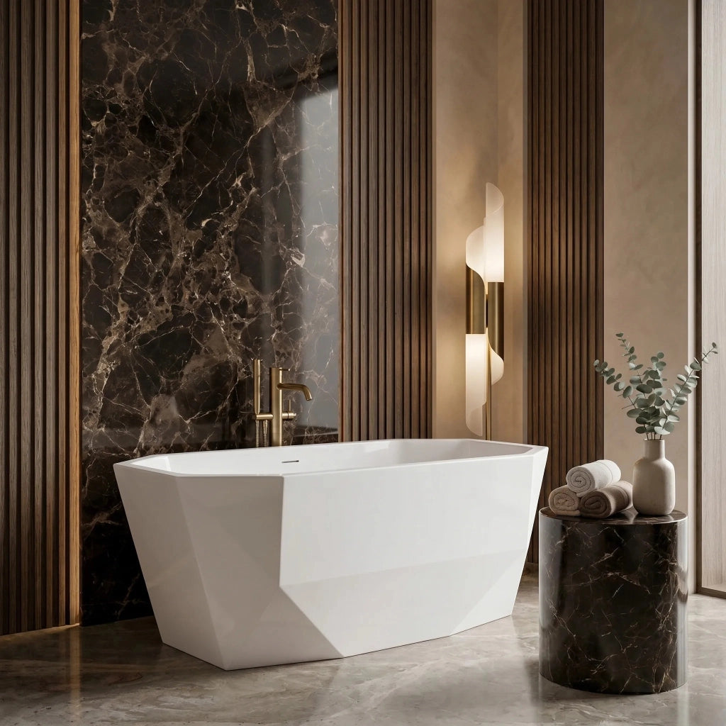 Vasca Da Bagno Freestanding Rea Diamanti 170 Copritappo bianco