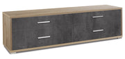 Mobile Basso 4 Cassetti 179x50x47 cm Noce Stelvio/Ossido Nero