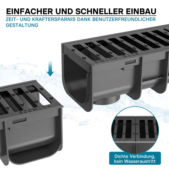 Canale di scolo 1m con griglia per scarico acqua 12,5t Canaletta di drenaggio