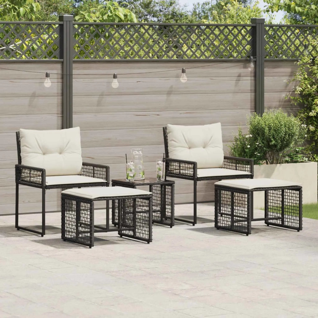 Set di Mobili da Esterno con cuscino 5 pcs Nero e Bianco 42025170