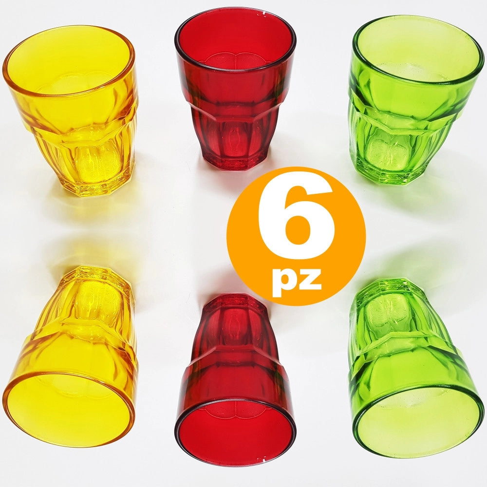 Trade Shop - Set 6 Bicchieri Costa Sweet Colorati Vetro Bevanda Caffe Liquore Chupitos Shot -