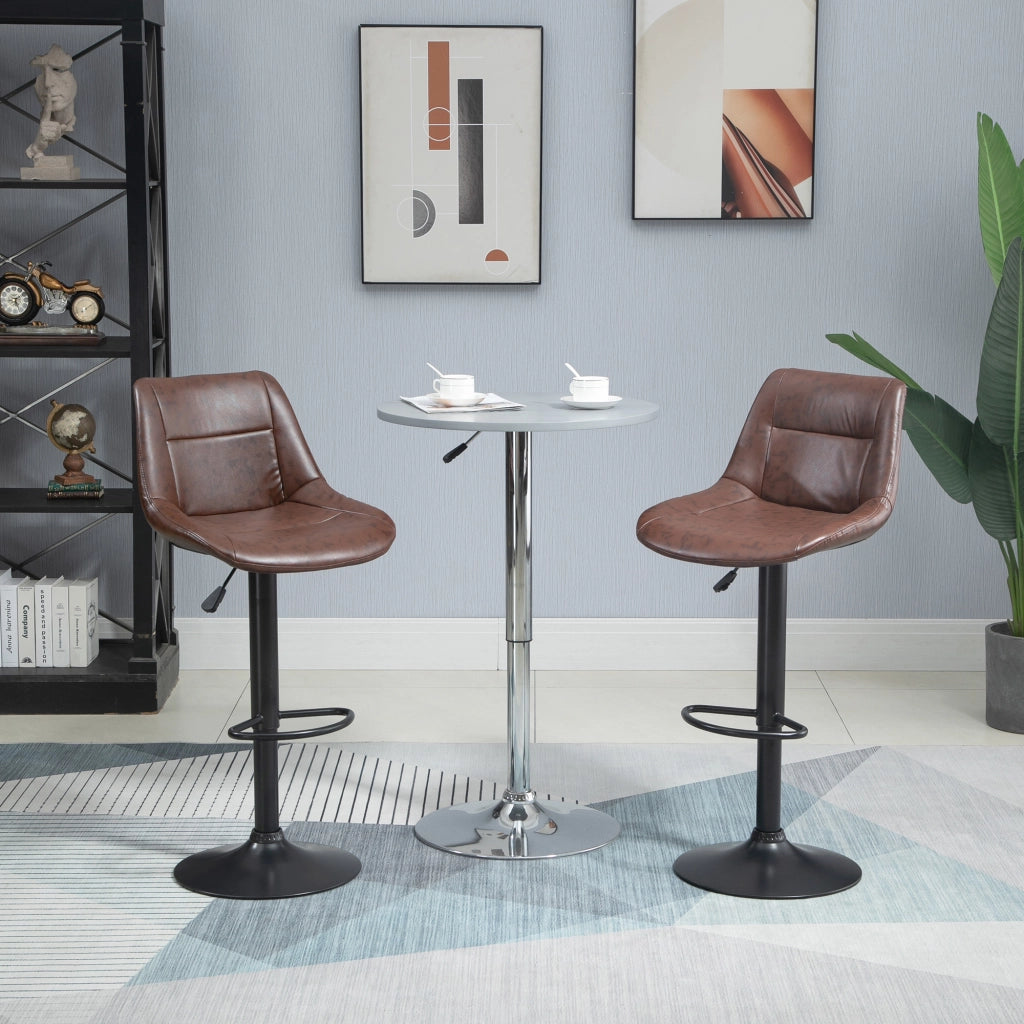 Set di 2 sgabelli da bar regolabili in altezza con poggiapiedi ¨C zephmum ¨C nero e marrone 46.5x50x108 cm