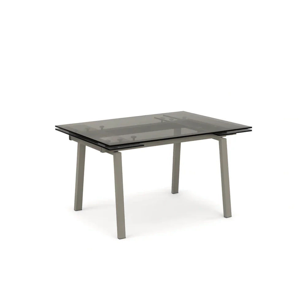 Tavolo da pranzo allungabile in vetro temperato con gambre tortora Jackson 140-200x80 cm fino a 8 posti | Duzzle