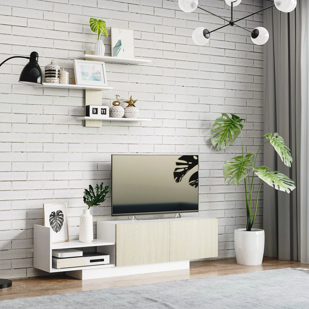 Mobile TV con Tavolino ¨C zephmum ¨C Legno Naturale 150x31.5x40 cm