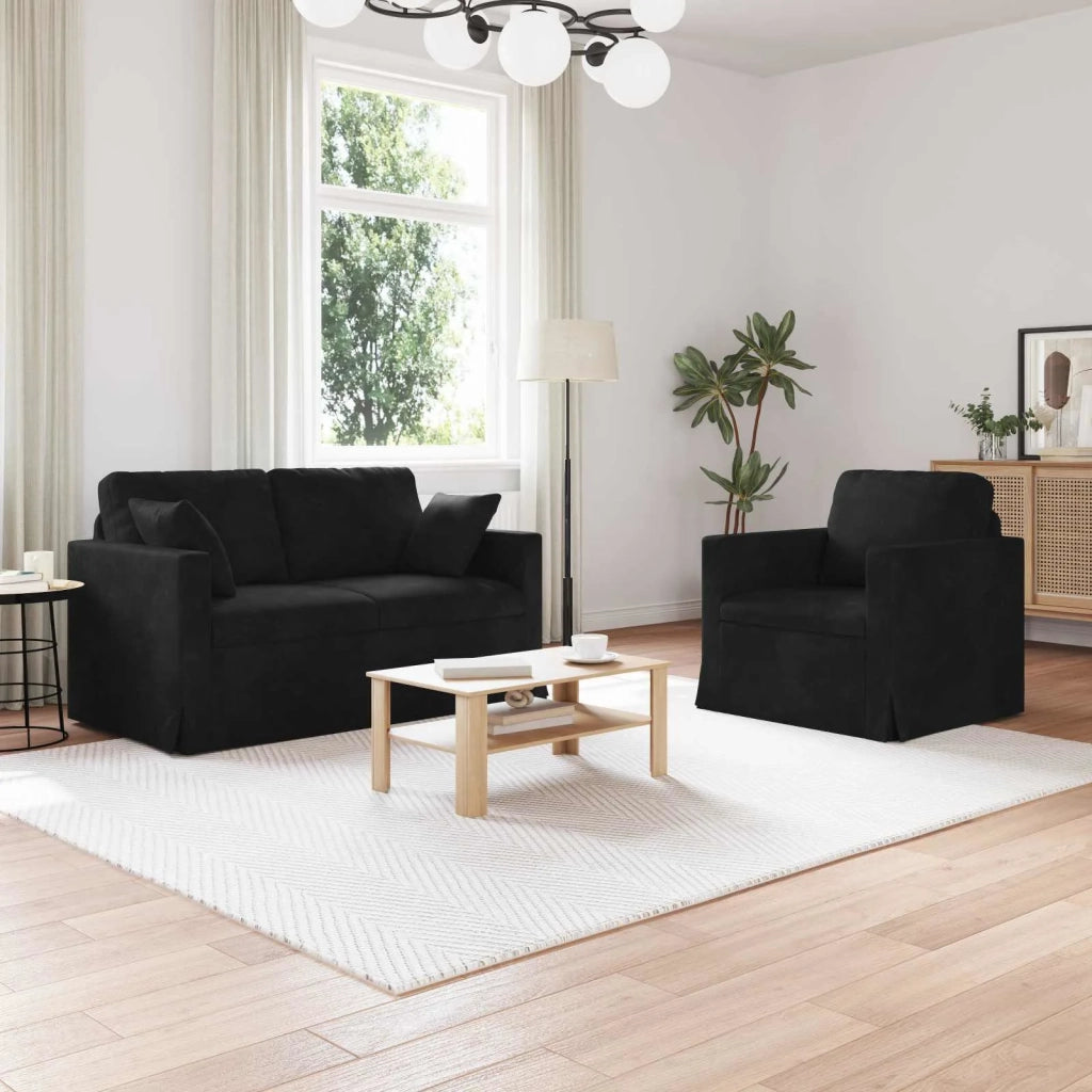 Set di divani 2 pcs Nero 138 x 78 x 80 cm Velluto