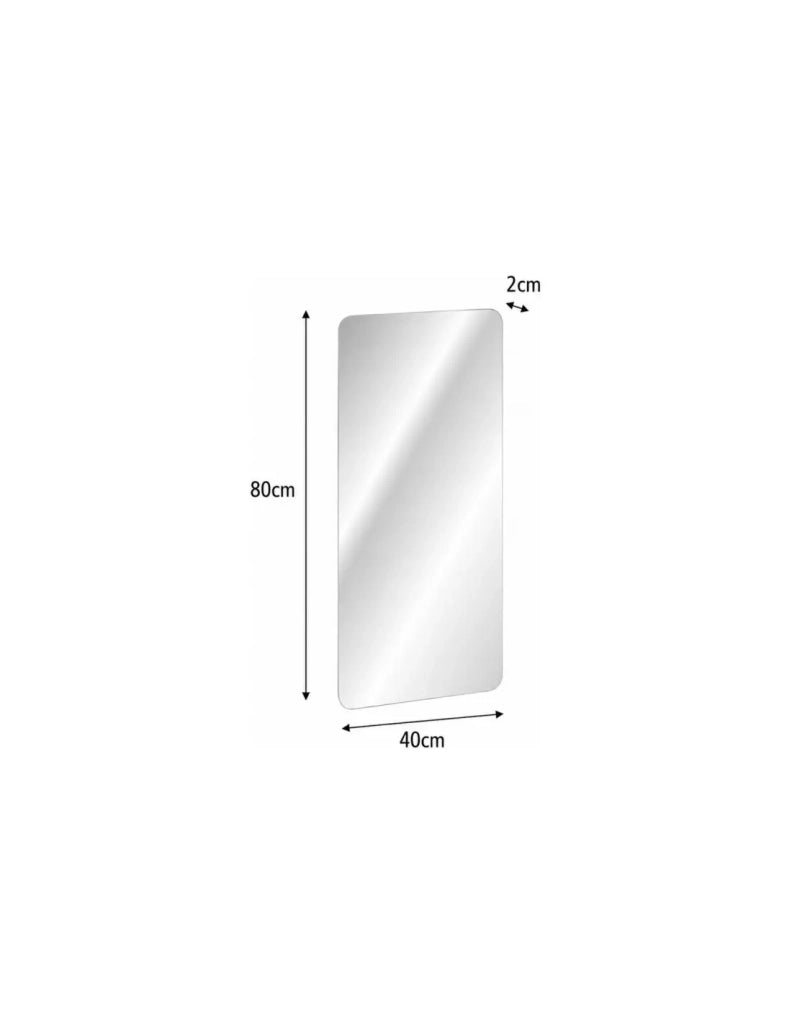 Specchio da bagno rettangolare 40 x 80 cm con angoli arrotondati e LED IP44