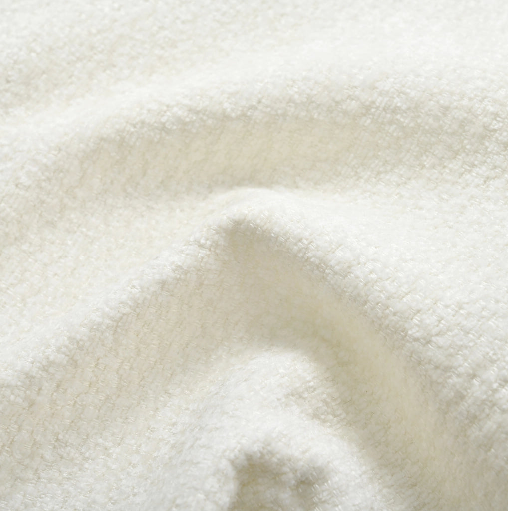 Divano angolare L in ciniglia beige con 2 cuscini