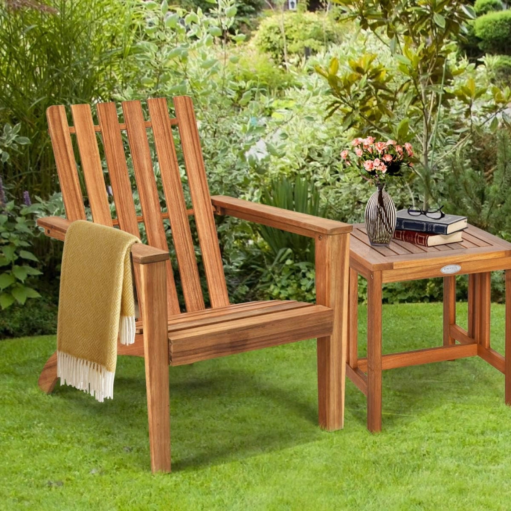Sedie per Giardino/Esterno Rustica in Legno di Acacia,Adirondac Poltrone Poltrocine da Esterno Ergonomica Giardino, Balcone, Terrazza