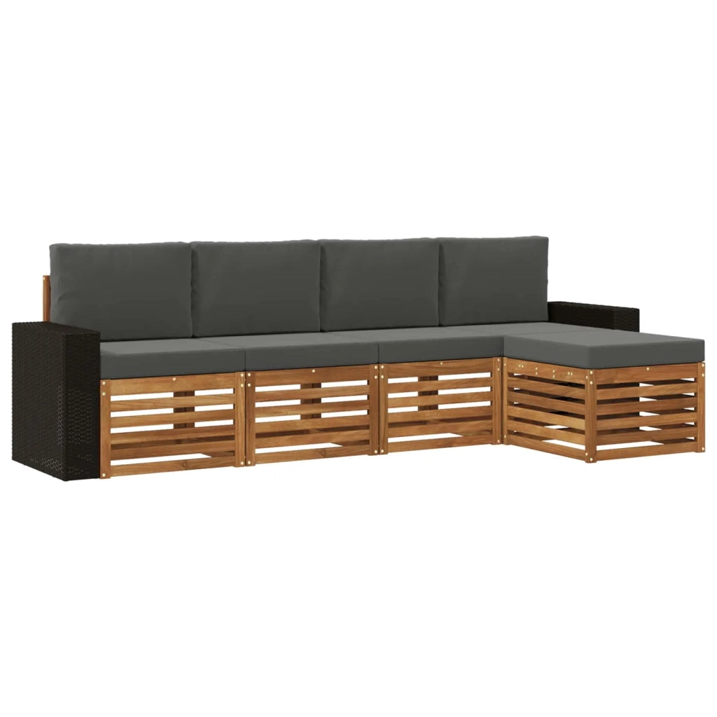 Set di divani da esterno 5 pz Naturale e Antracite 3384243