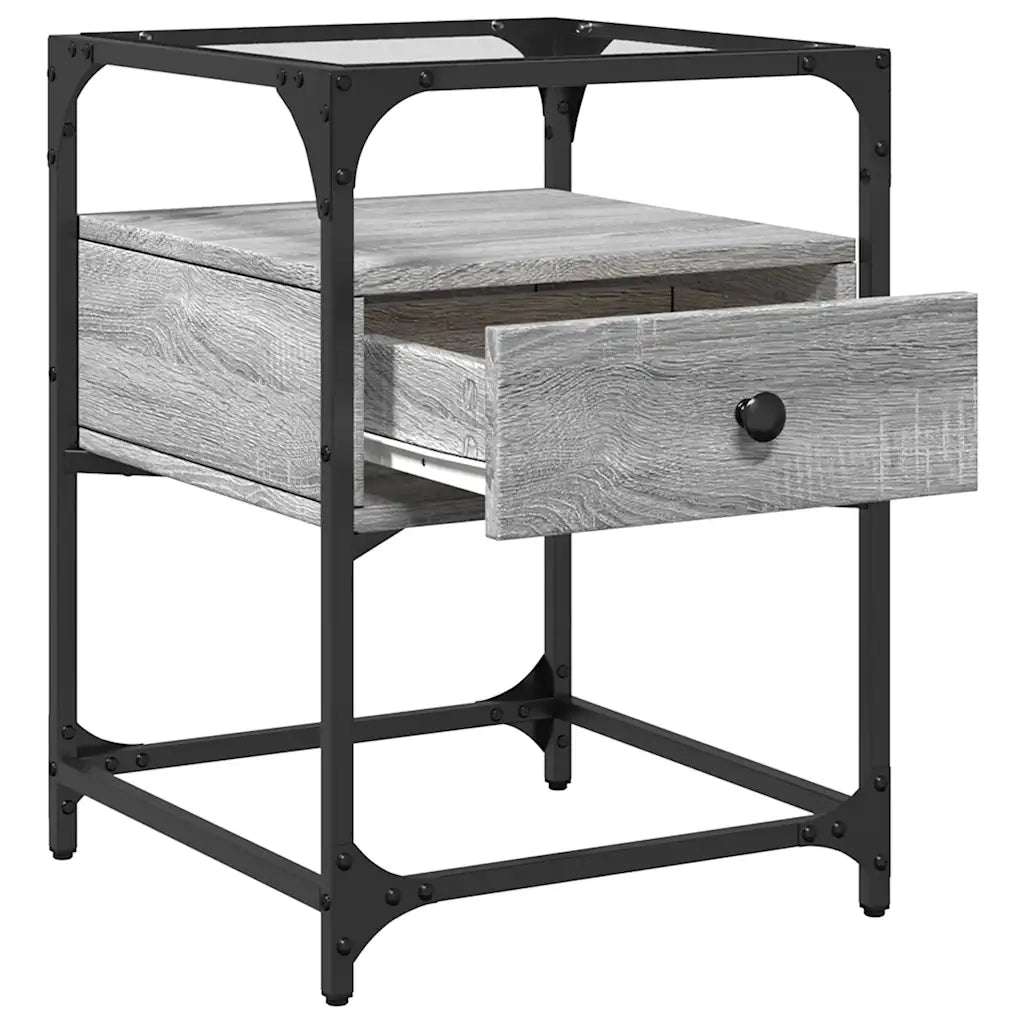 Set di 2 Comodini | Armadio da Notte | Mobiletto da notte Grigio Sonoma 40x40x55 cm in Legno Multistrato
