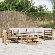 Set Salotto da Giardino 7pz con Cuscini Grigio Chiaro Bambù 3155109