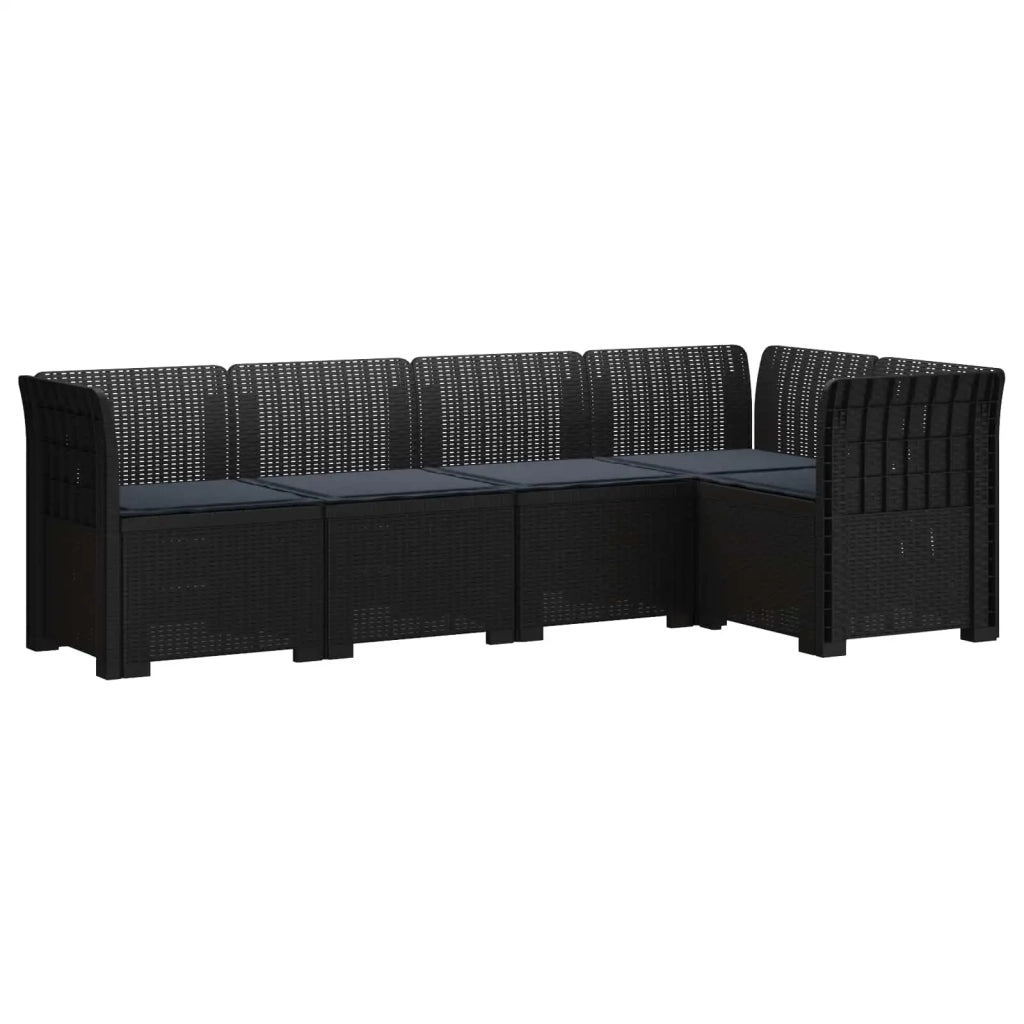 Divano da Giardino 5 Posti con Cuscini Stile Rattan PP 3444037