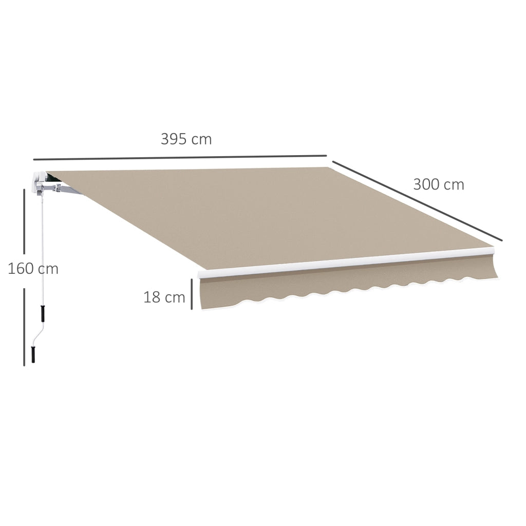 Tenda a braccio articolato in alluminio lunghezza 3.95 m colore beige ottima protezione solare per balcone e terrazza
