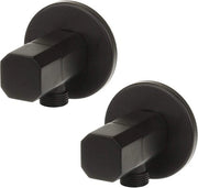 Ventile per angolo in ottone 1/2 x 3/8 pollici neri opachi - Set di 2 - comprensivo di vite - angolare - per cucina e bagno - valvola di connessione - rubinetto per lavabo