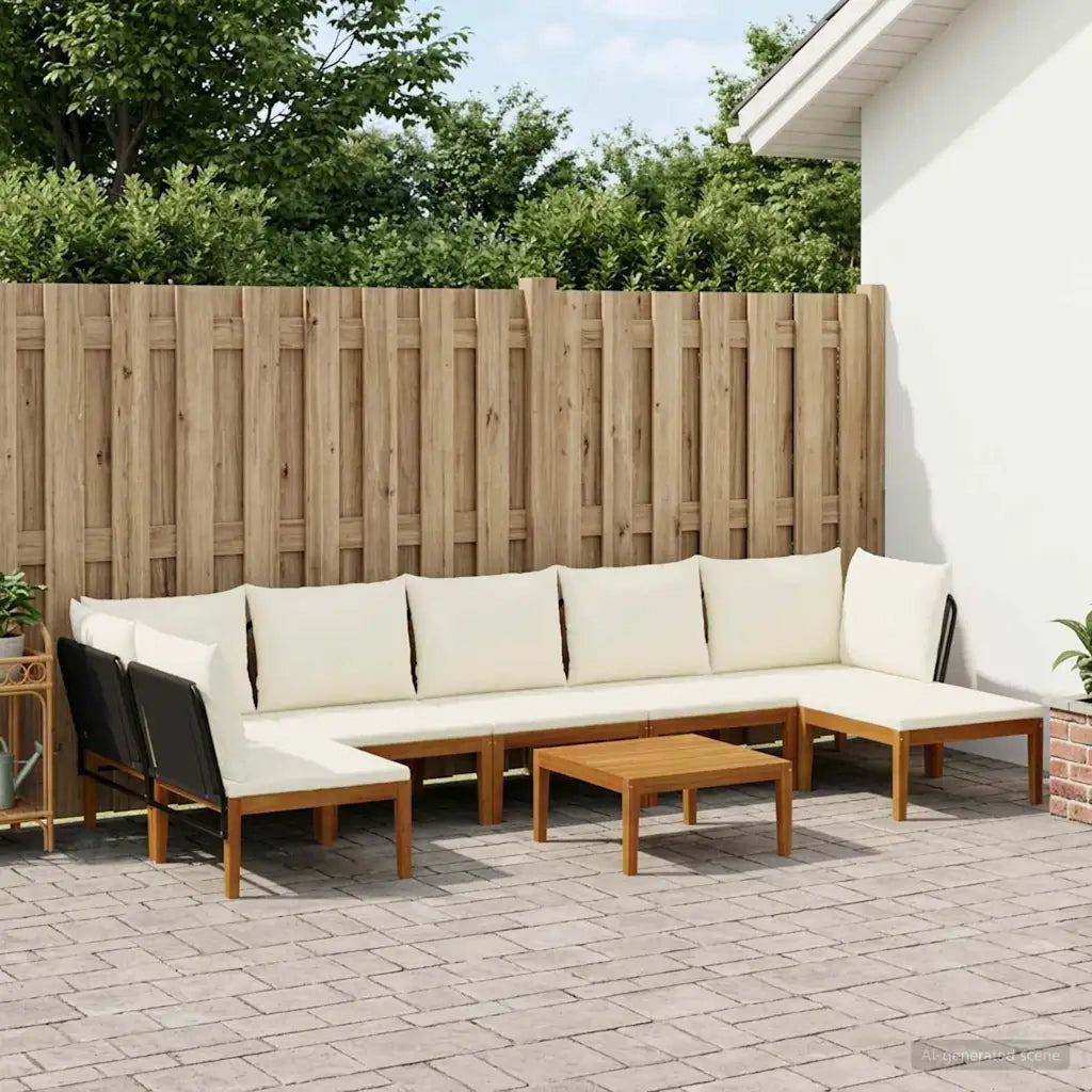 8 pcs Legno massiccio di acacia e corda Naturale 3407732