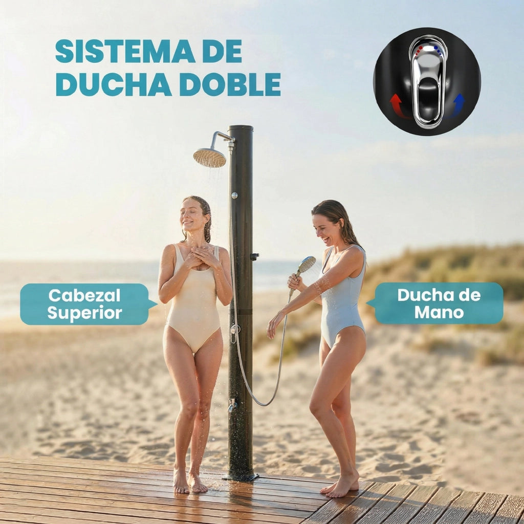 Doccia Solare da Giardino 40L con Rubinetto e Pannello ¨C Zephmum ¨C Nero