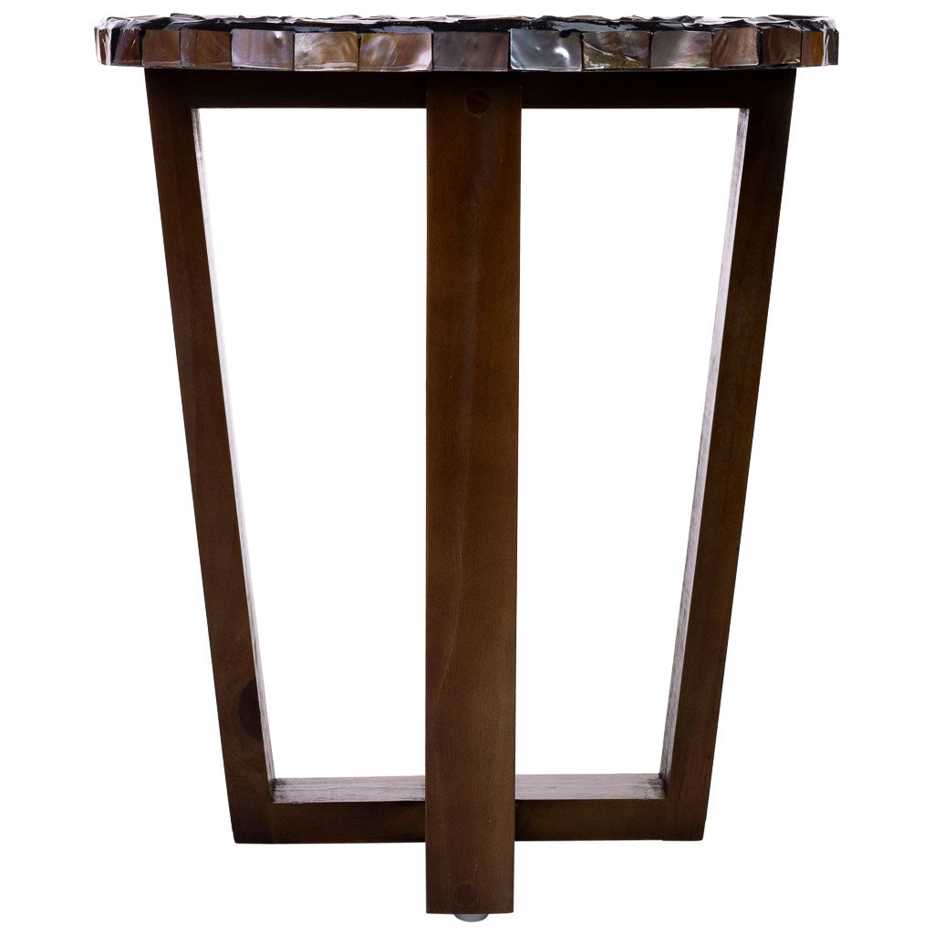 Tavolino in legno e madreperla marrone d36x40h cm