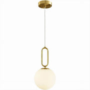 Trade Shop - Lampadario A Sospensione Minimalista Ovale Metallo Bronzo Con Sfera Vetro G9 A96 -