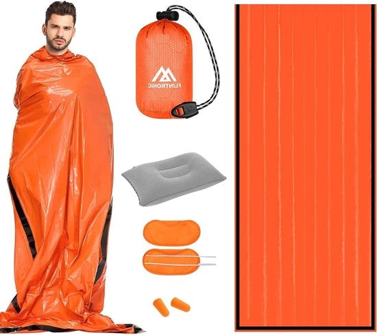 Sacchio di sopravvivenza - Torcia di emergenza - Bambola di salvataggio riutilizzabile - Impermeabile - Ultraleggero - Resistente al calore - Protezione dal freddo - Campeggio all'aperto - Escursioni a piedi
