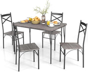 Set da Tavolo da Pranzo 5 Pezzi, Tavolo da Pranzo con 4 Sedie in Metallo, Set di Mobili da Cucina, Set da Pranzo per Cucina, Sala da Pranzo