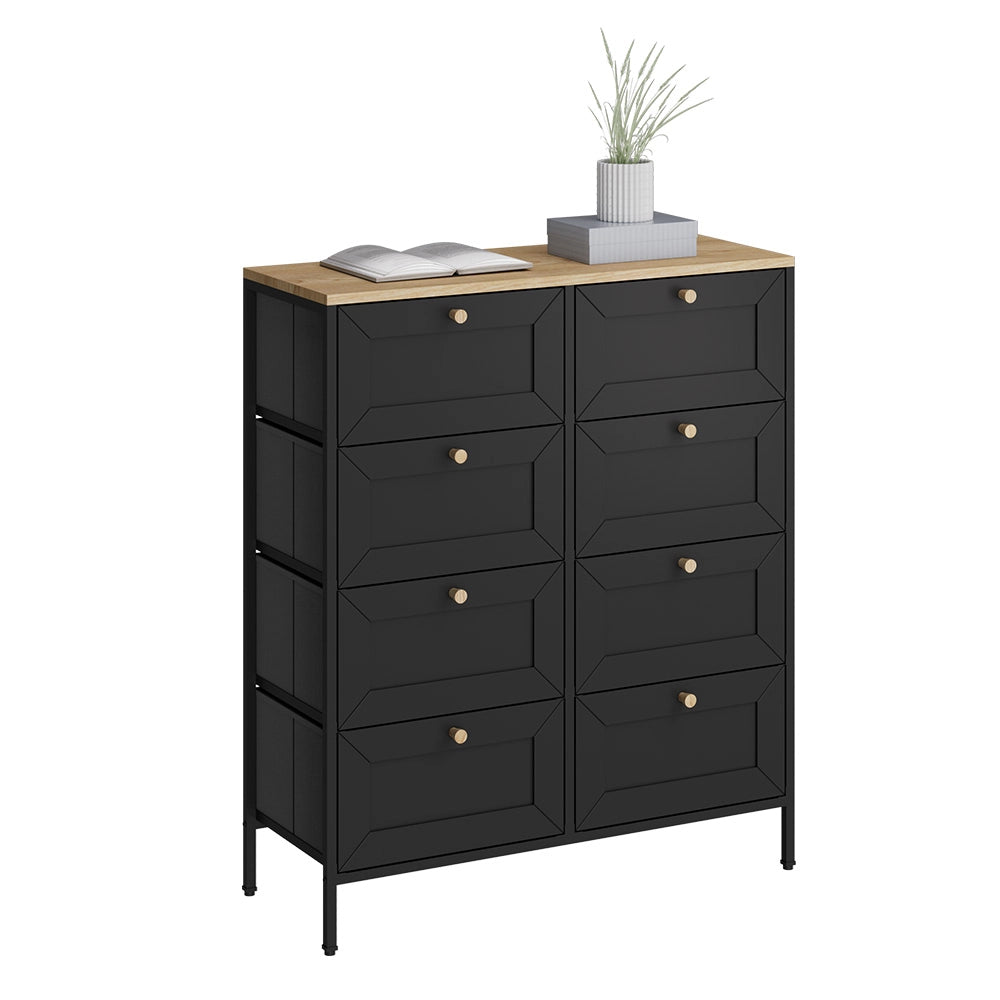 Vicco Tavolino Nero 80 x 95 cm con 8 cassetti