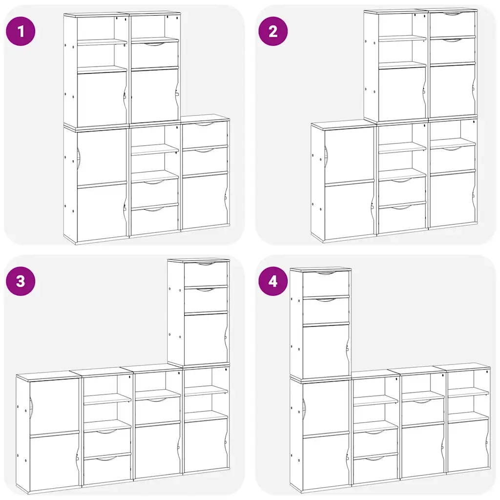 Armadietti Laterali 5 pz ODDA Bianco 40x24x79 cm Legno di Pino 3365357