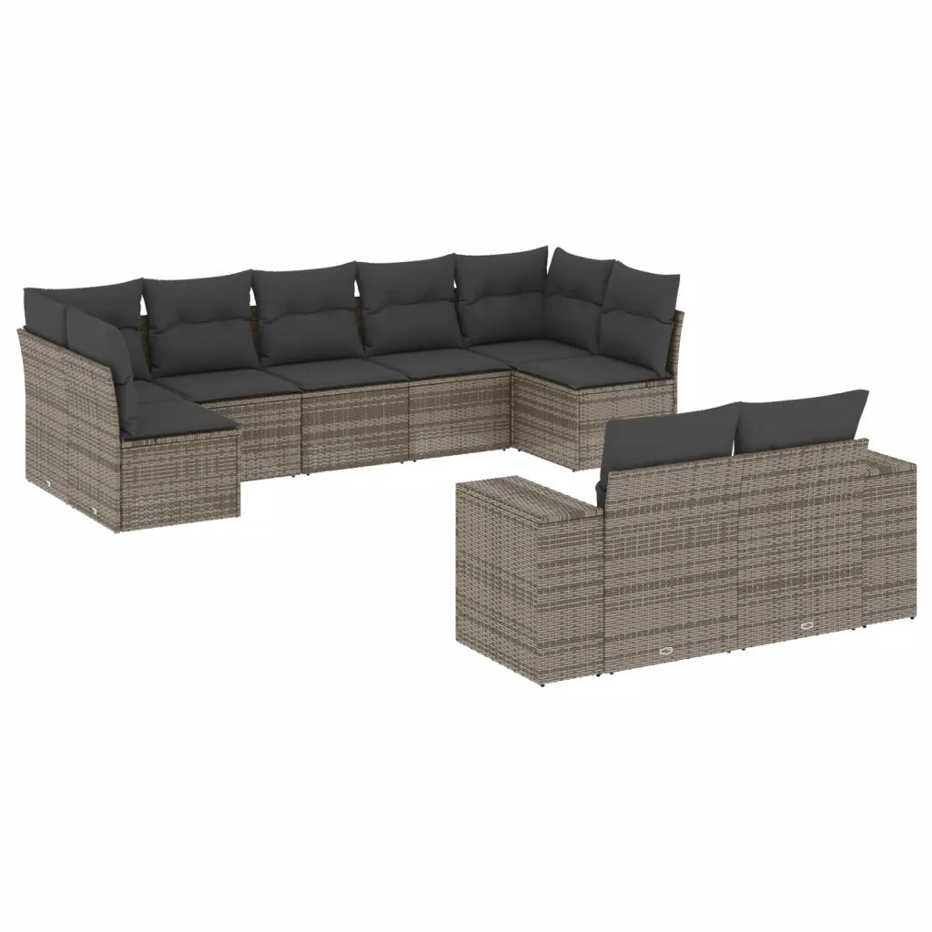 Set Divano da Giardino 9 pz con Cuscini Grigio in Polyrattancod mxl 89785