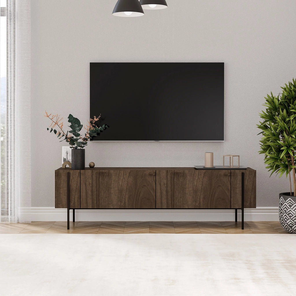 Porta TV in legno "Herman" - 160 x 31 x 45 cm - Marrone