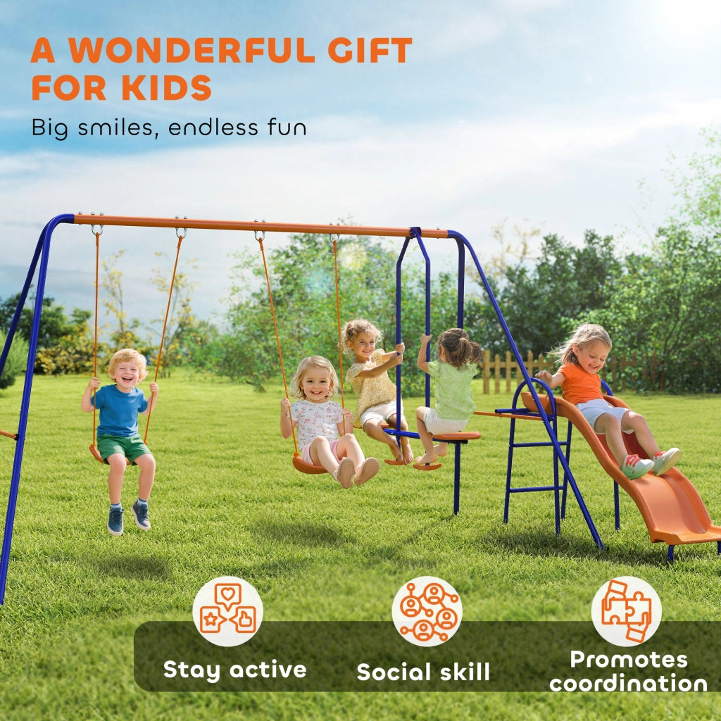 Set Gioco 4 in 1 con Altalena Scivolo e Dondolo ¨C Xylo ¨C Multicolore per Bambini