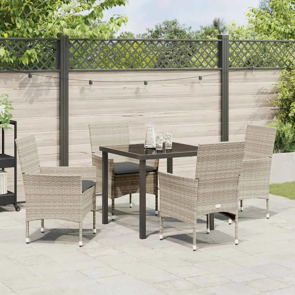 Set da Pranzo per Giardino 5 pcs Grigio chiaro polyrattan