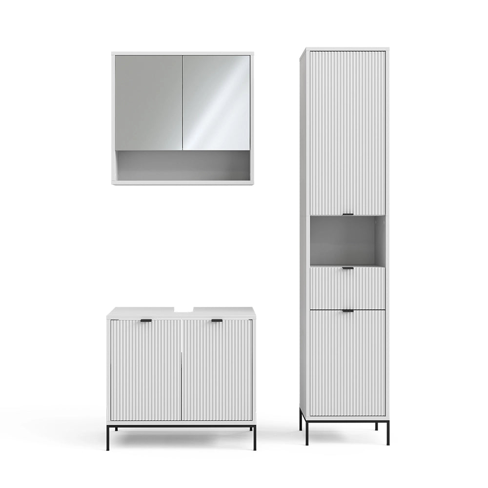 Vicco Set di mobili per il bagno  Bianco 3 parti, con colonna
