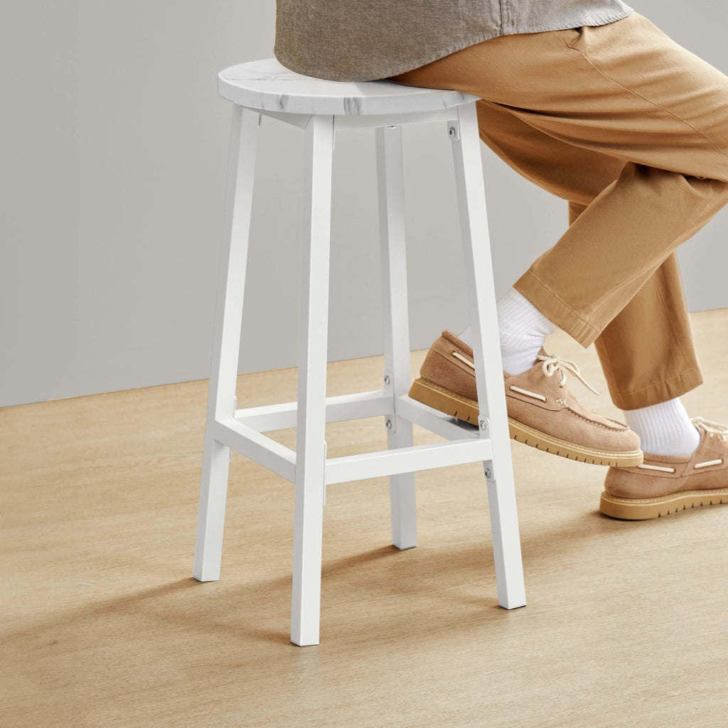 Sgabello da bar da cucina VALORA - Elegante design in marmo con gambe bianche CODICE 2907